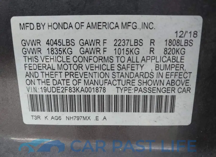 19UDE2F83KA001878# 9
