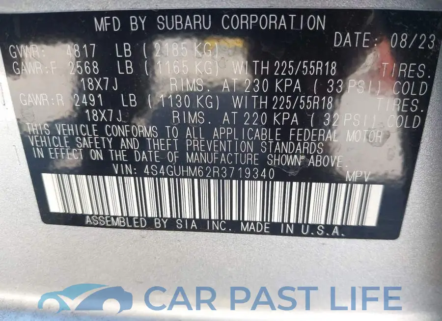 4S4GUHM62R3719340# 9