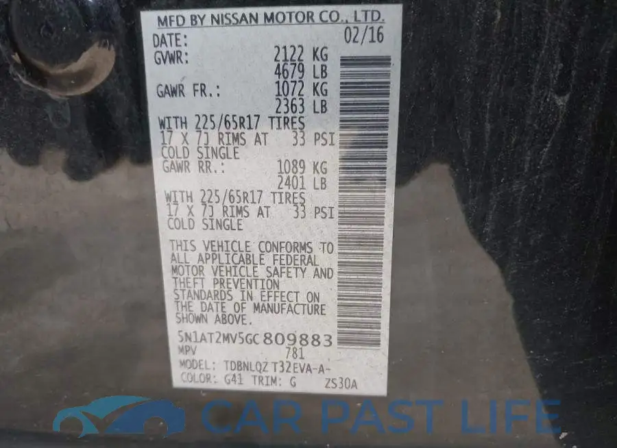 5N1AT2MV5GC809883# 9