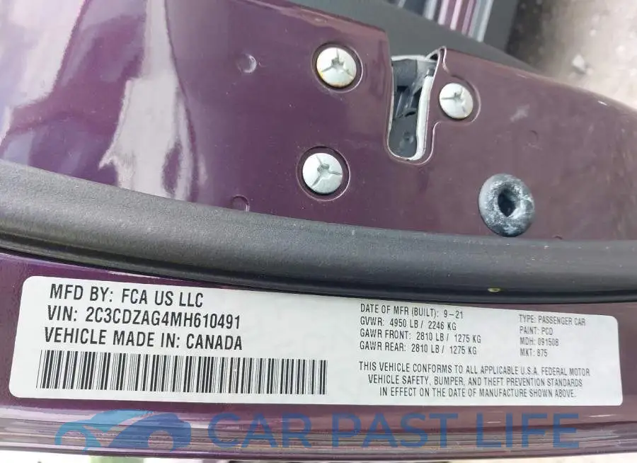 2C3CDZAG4MH610491# 9