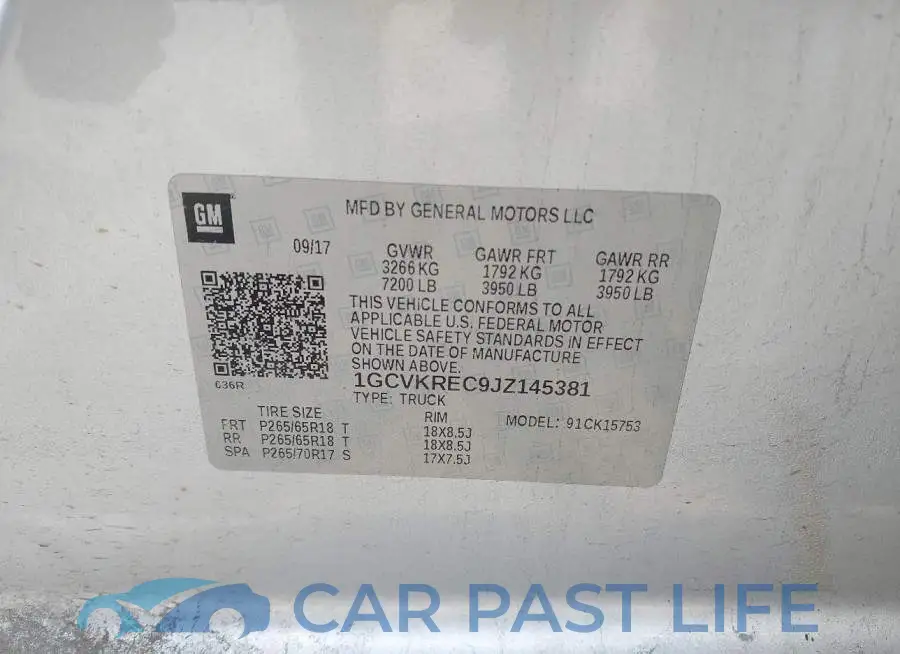 1GCVKREC9JZ145381# 9