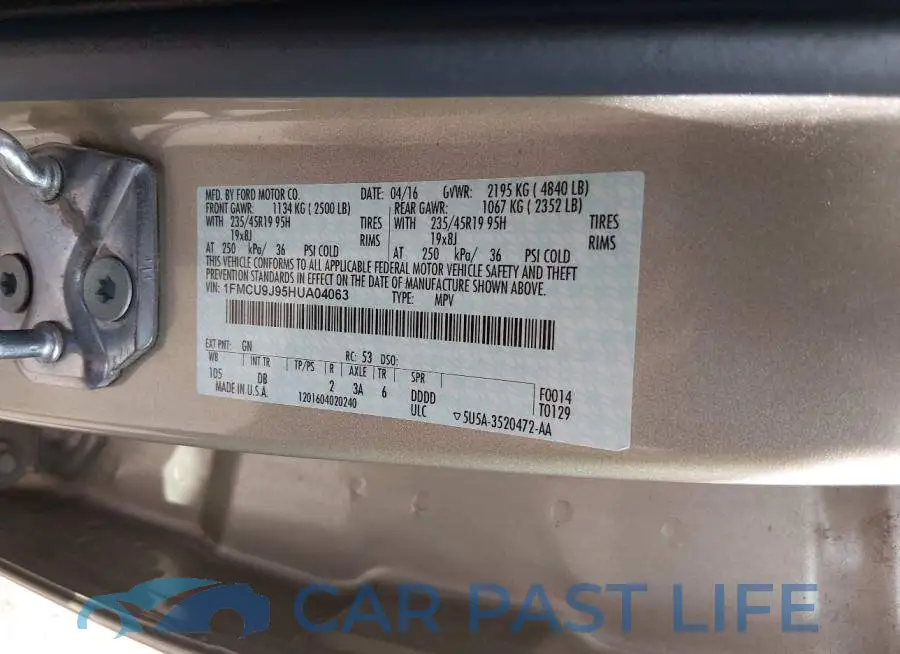1FMCU9J95HUA04063# 9