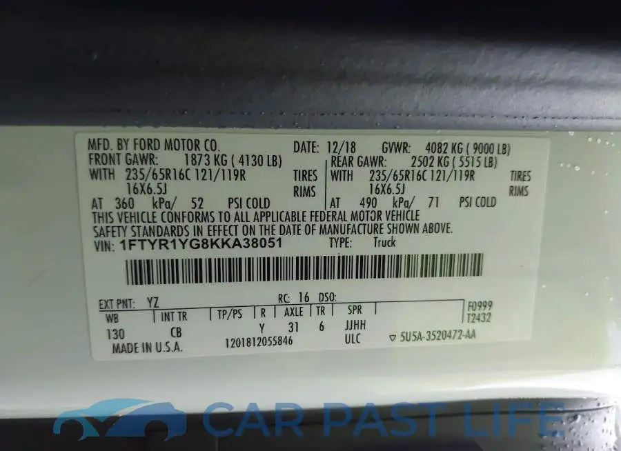1FTYR1YG8KKA38051# 9