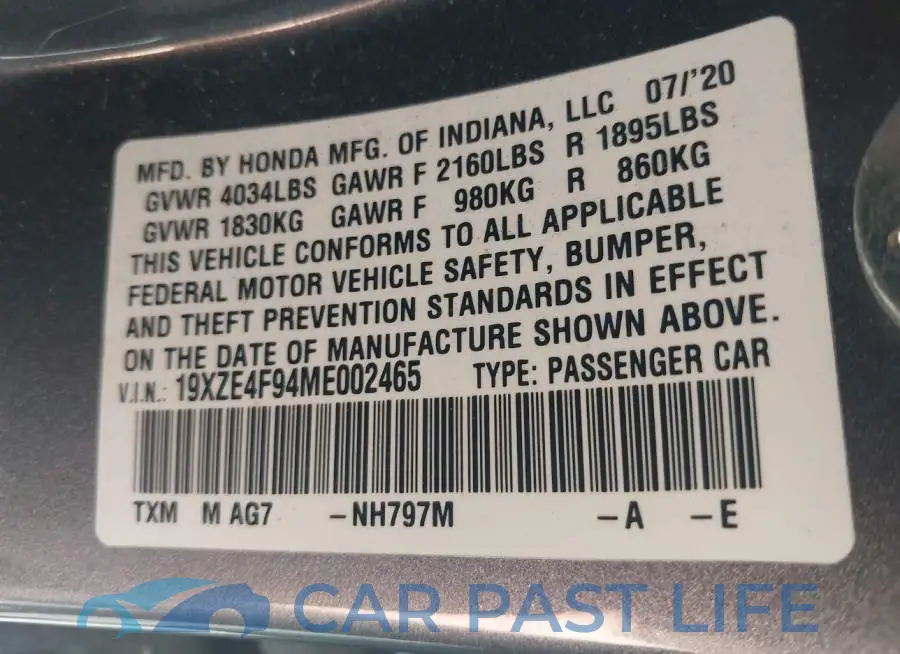 19XZE4F94ME002465# 9