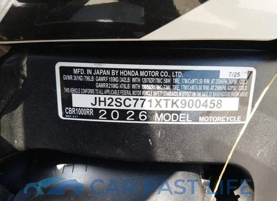 JH2SC771XTK900458# 10
