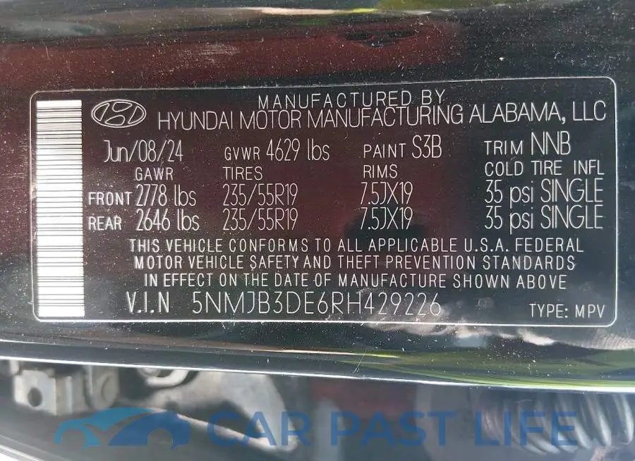 5NMJB3DE6RH429226# 9