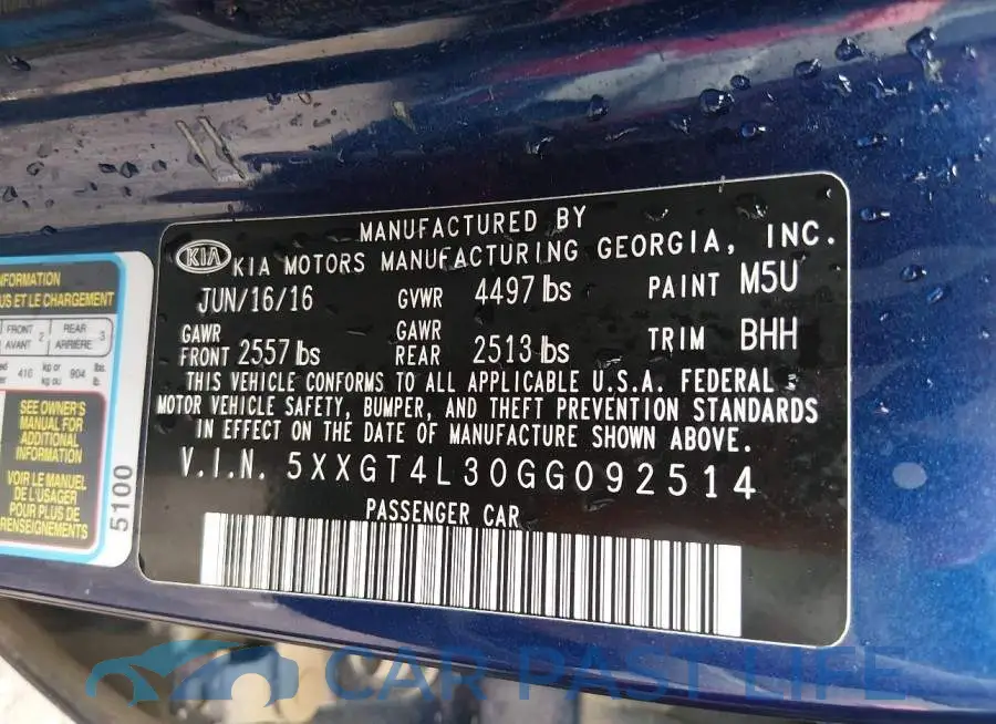 5XXGT4L30GG092514# 9