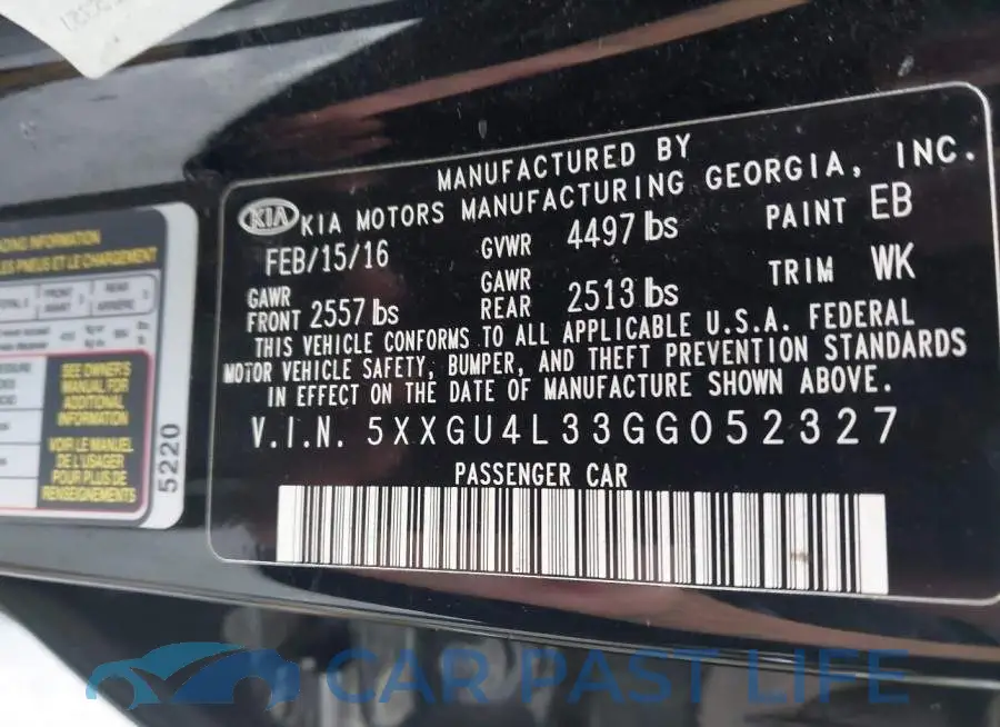 5XXGU4L33GG052327# 9