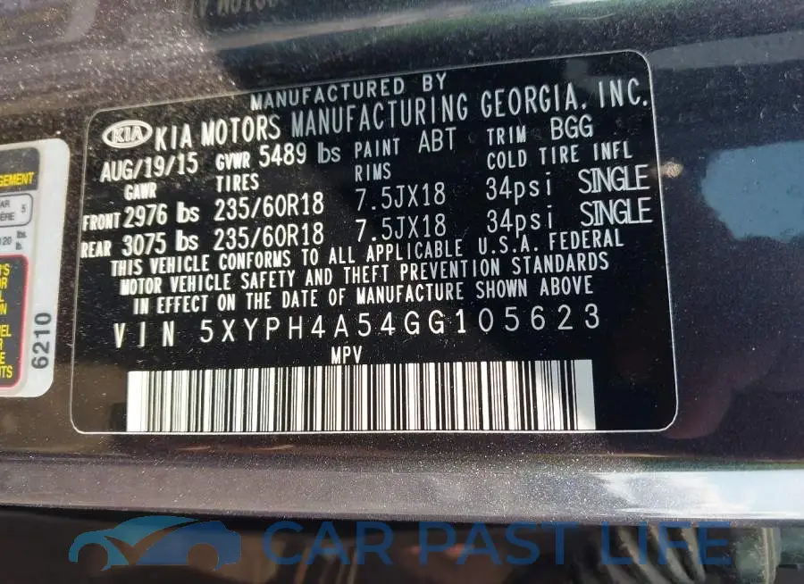 5XYPH4A54GG105623# 9