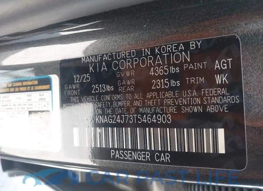 KNAG24J73T5464903# 9