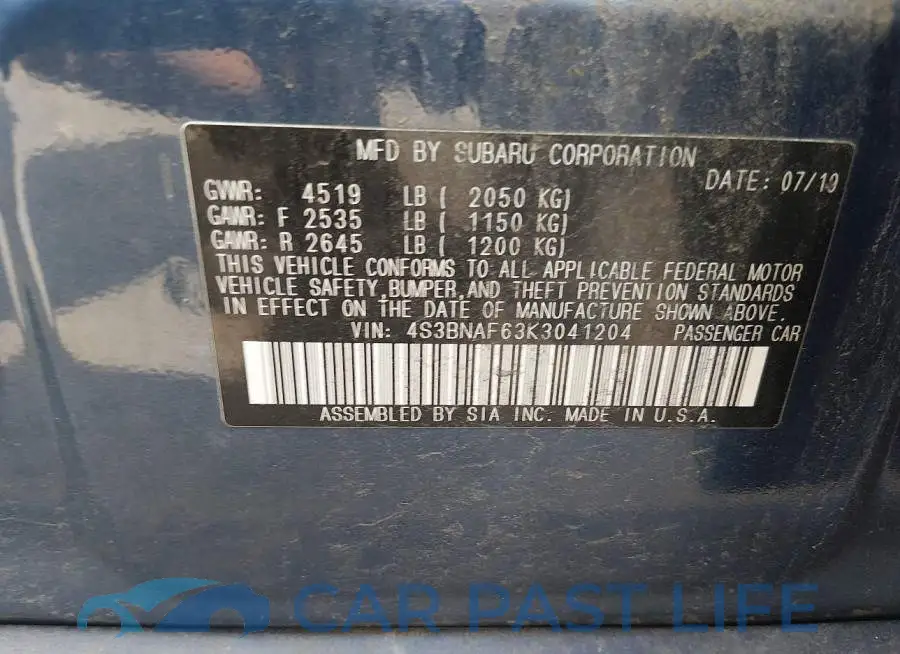 4S3BNAF63K3041204# 9