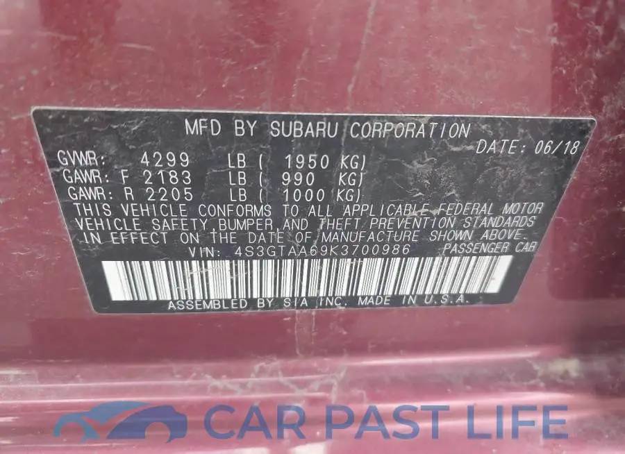 4S3GTAA69K3700986# 9