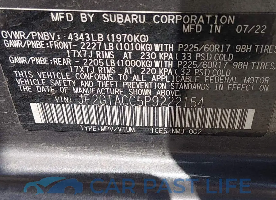 JF2GTACC5P9222154# 9