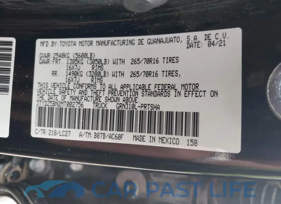 3TYDZ5BN2MT002756# 9