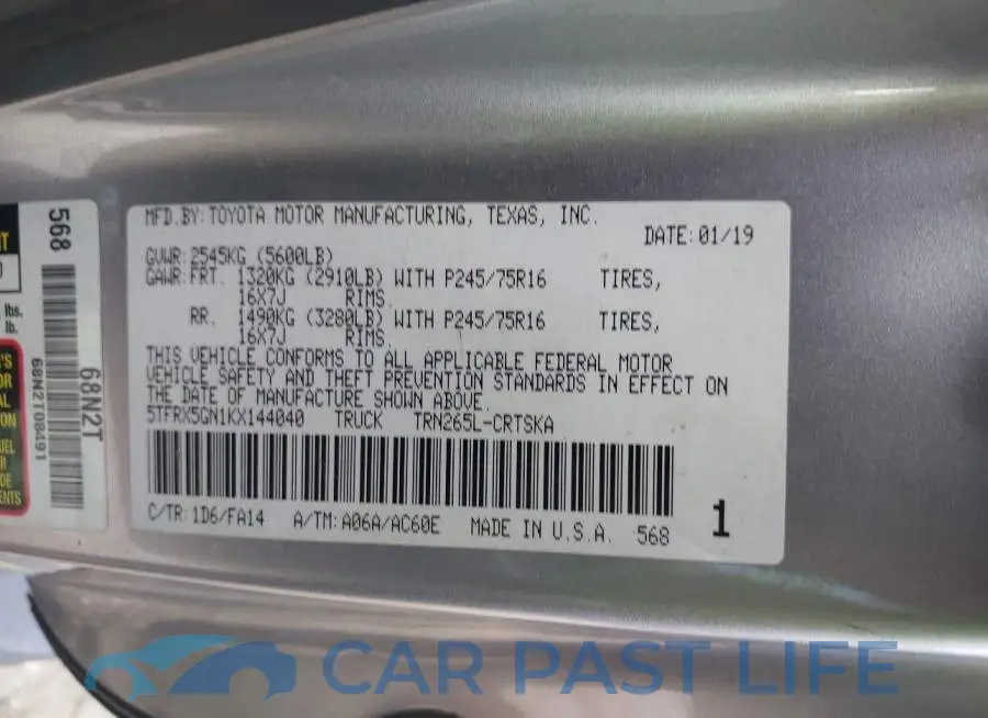 5TFRX5GN1KX144040# 9