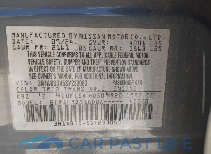 3N1AB8DV5SY233080# 9