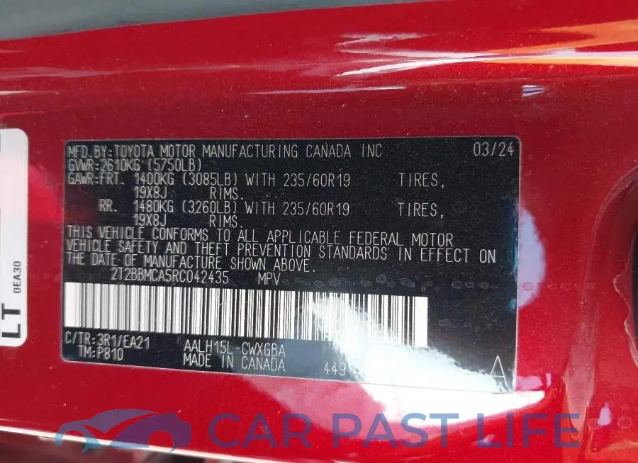 2T2BBMCA5RC042435# 9