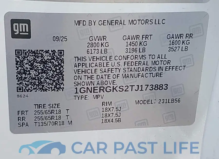 1GNERGKS2TJ173883# 9