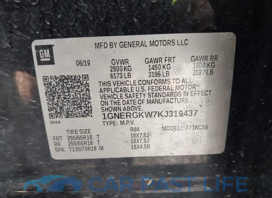 1GNERGKW7KJ319437# 9