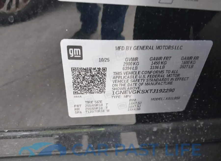 1GNEVGKSXTJ192290# 9