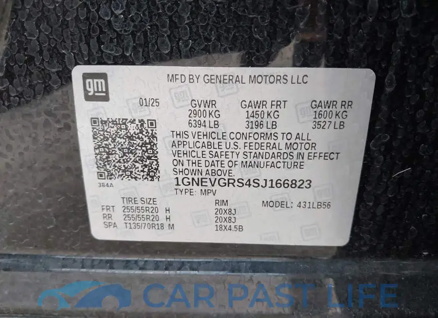 1GNEVGRS4SJ166823# 9