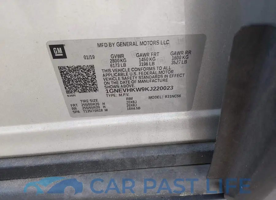 1GNEVHKW9KJ220023# 9