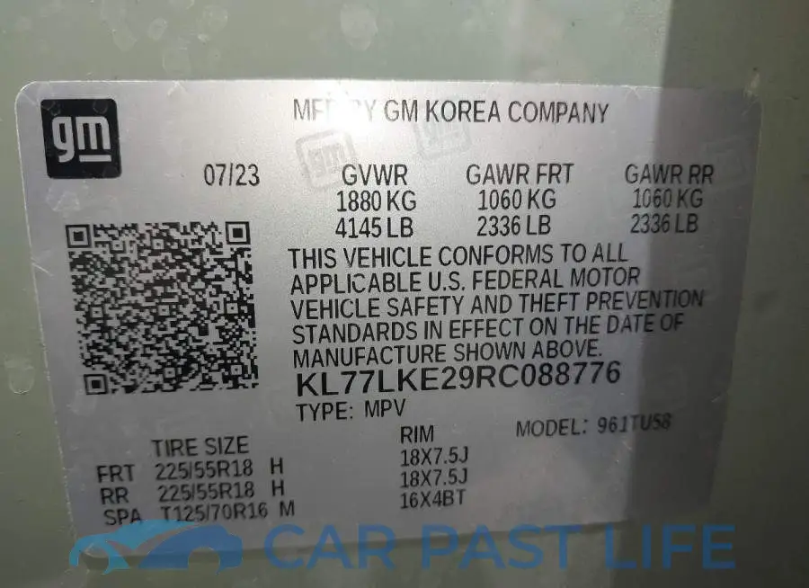 KL77LKE29RC088776# 9