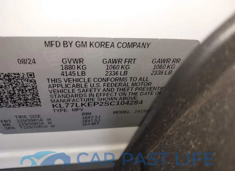 KL77LKEP2SC104284# 9