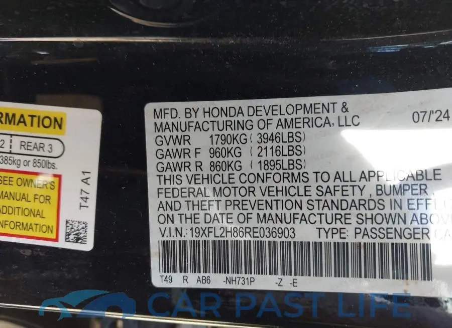 19XFL2H86RE036903# 9