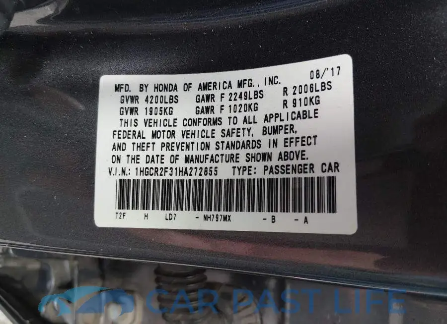 1HGCR2F31HA272855# 9