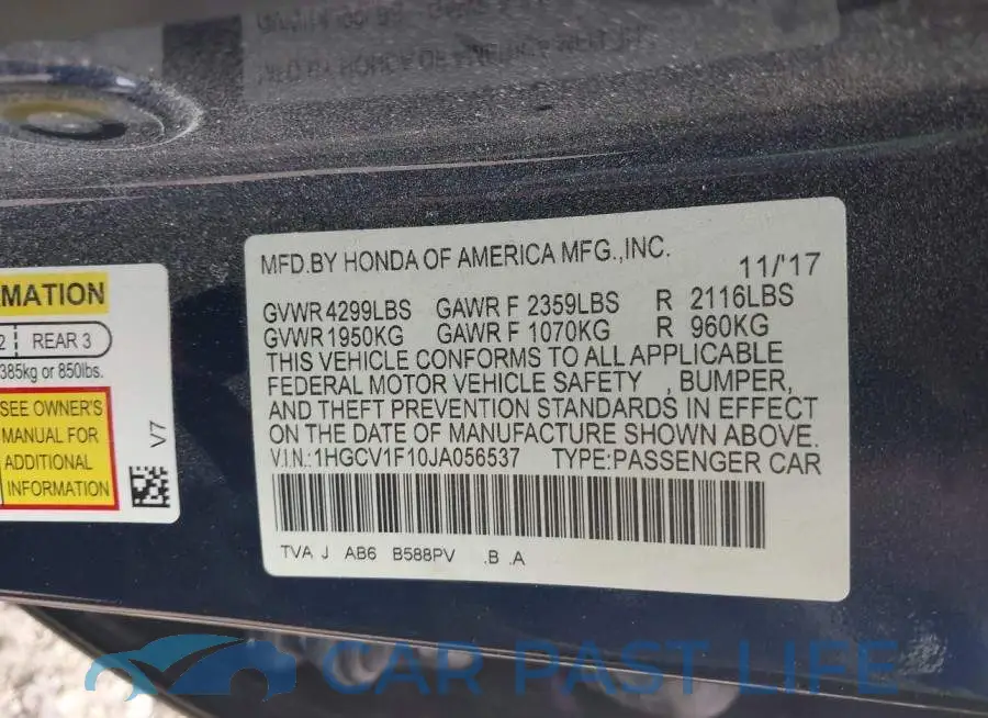 1HGCV1F10JA056537# 9