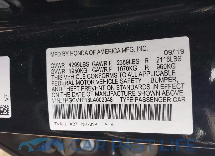 1HGCV1F18LA002048# 9