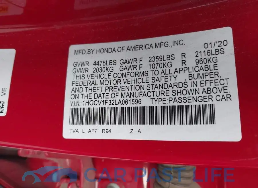 1HGCV1F32LA061596# 9