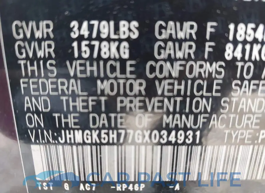 JHMGK5H77GX034931# 9