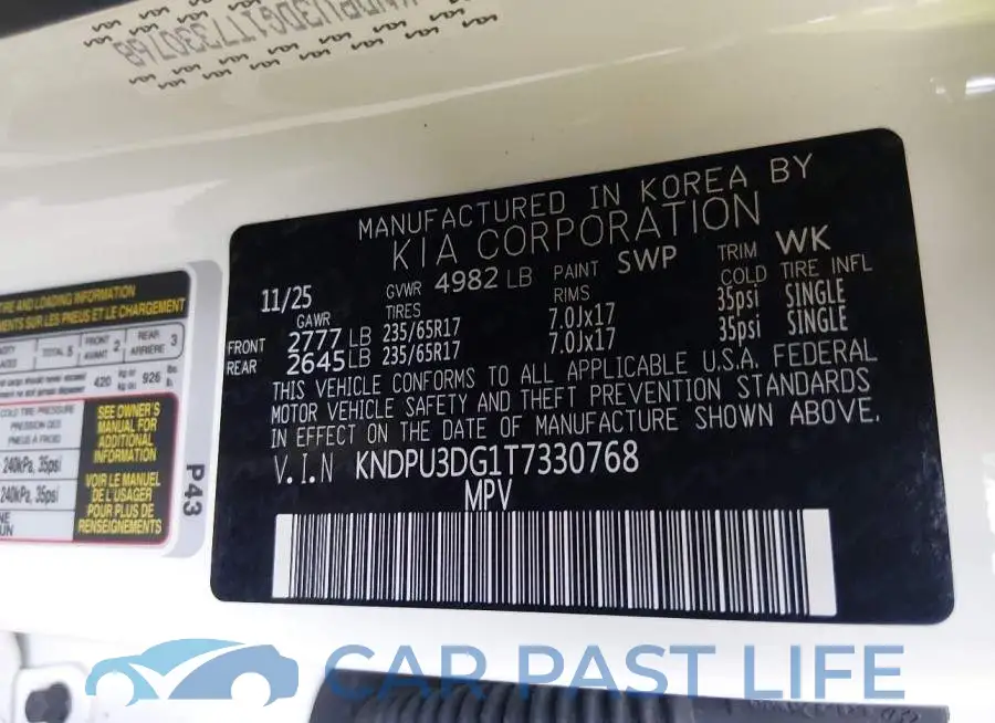 KNDPU3DG1T7330768# 9