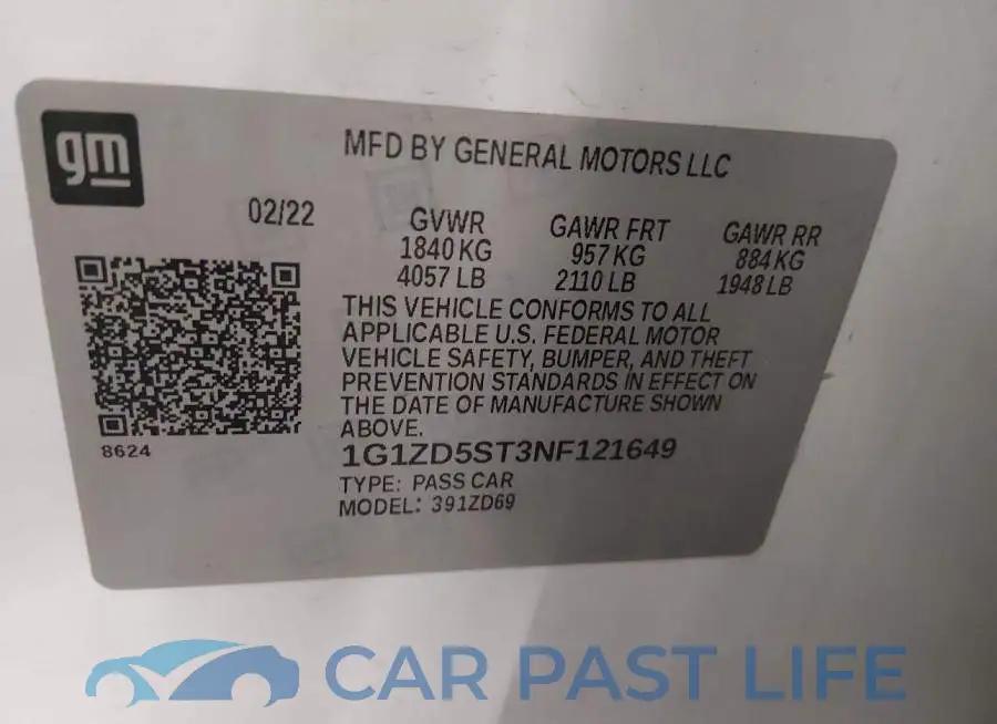 1G1ZD5ST3NF121649# 9