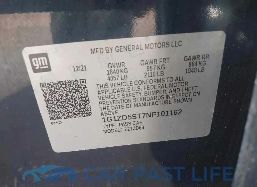 1G1ZD5ST7NF101162# 9