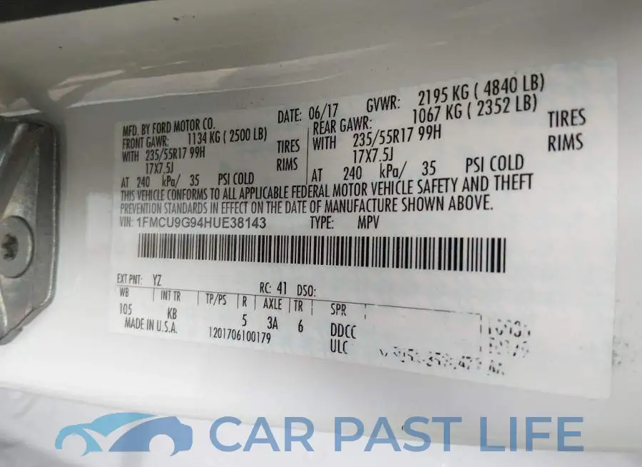 1FMCU9G94HUE38143# 9