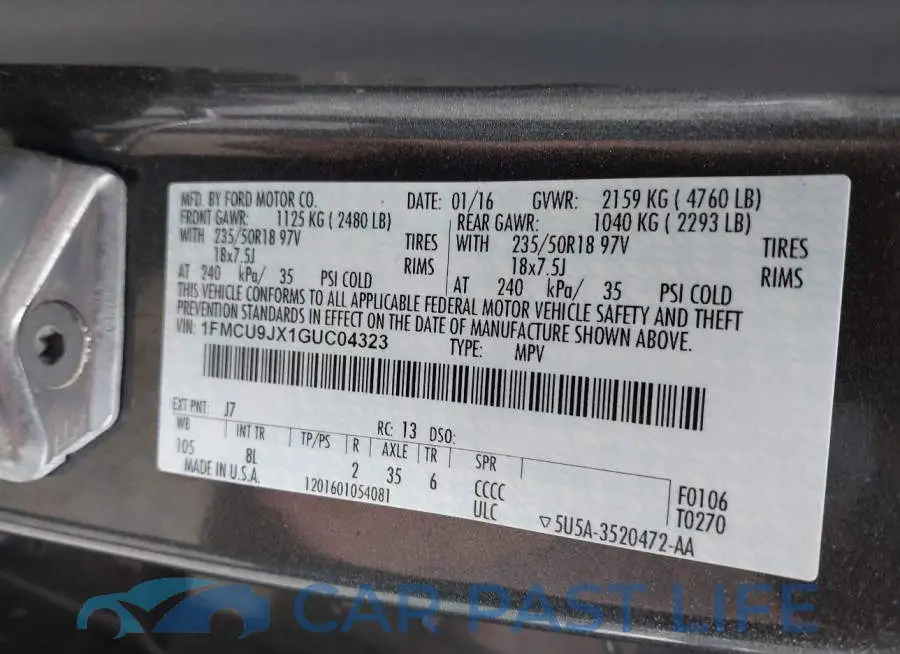 1FMCU9JX1GUC04323# 9