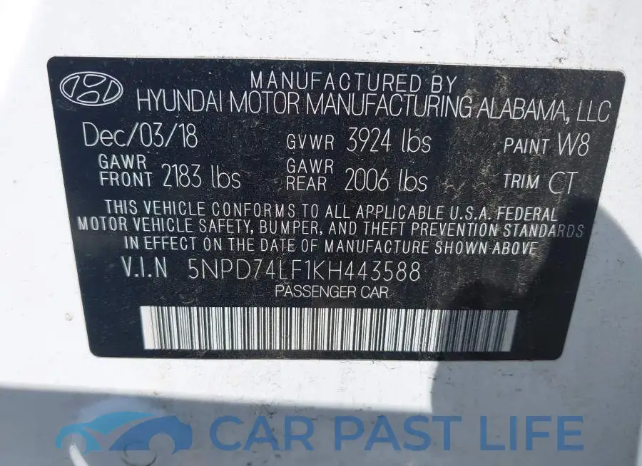 5NPD74LF1KH443588# 9