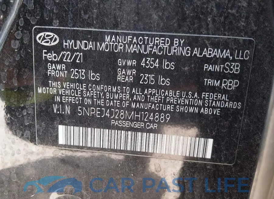 5NPEJ4J28MH124889# 9