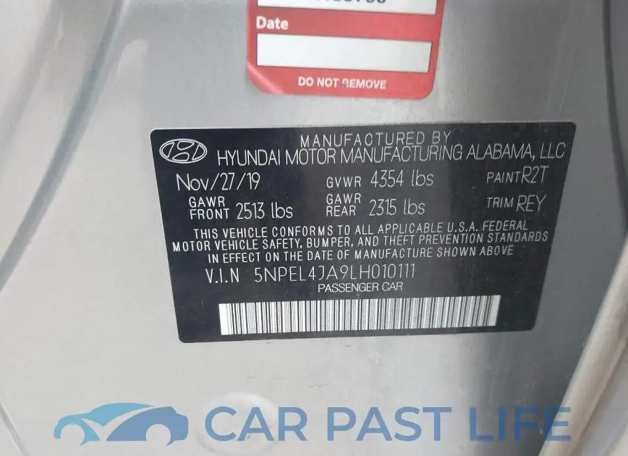 5NPEL4JA9LH010111# 9
