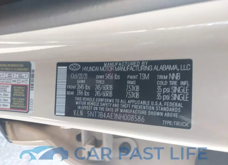 5NTJB4AE1NH008586# 7