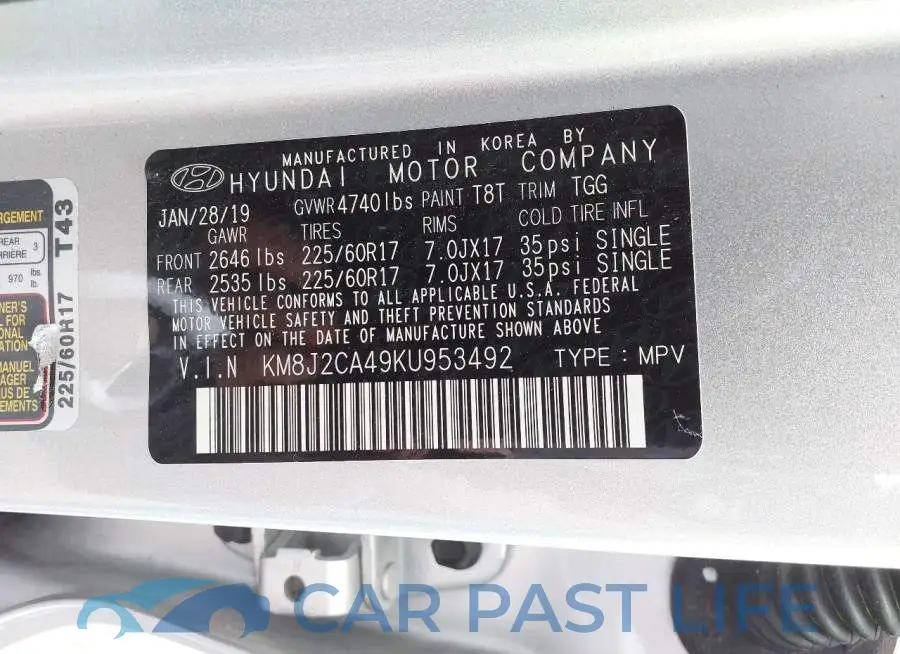 KM8J2CA49KU953492# 9