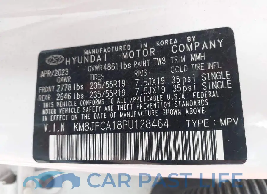 KM8JFCA18PU128464# 9