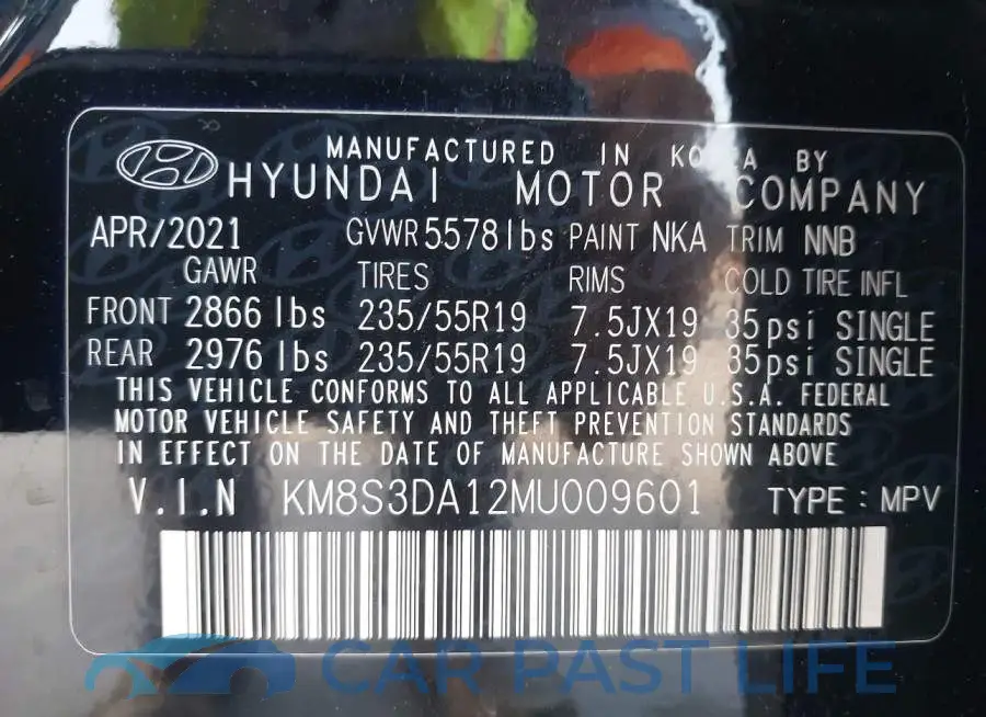 KM8S3DA12MU009601# 9
