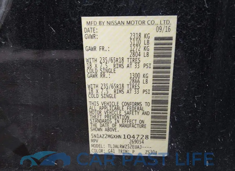 5N1AZ2MGXHN104728# 9
