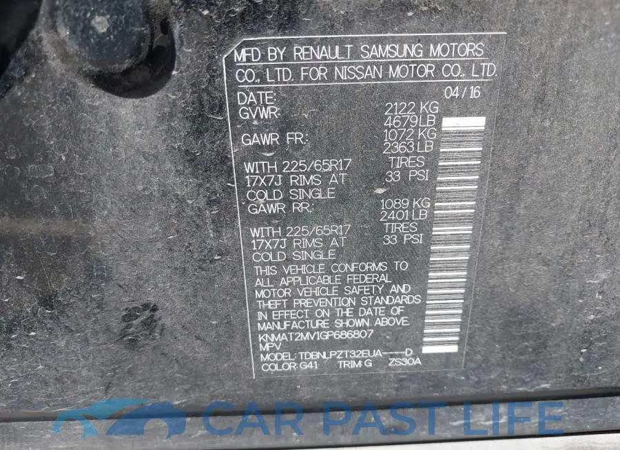 KNMAT2MV1GP686807# 9