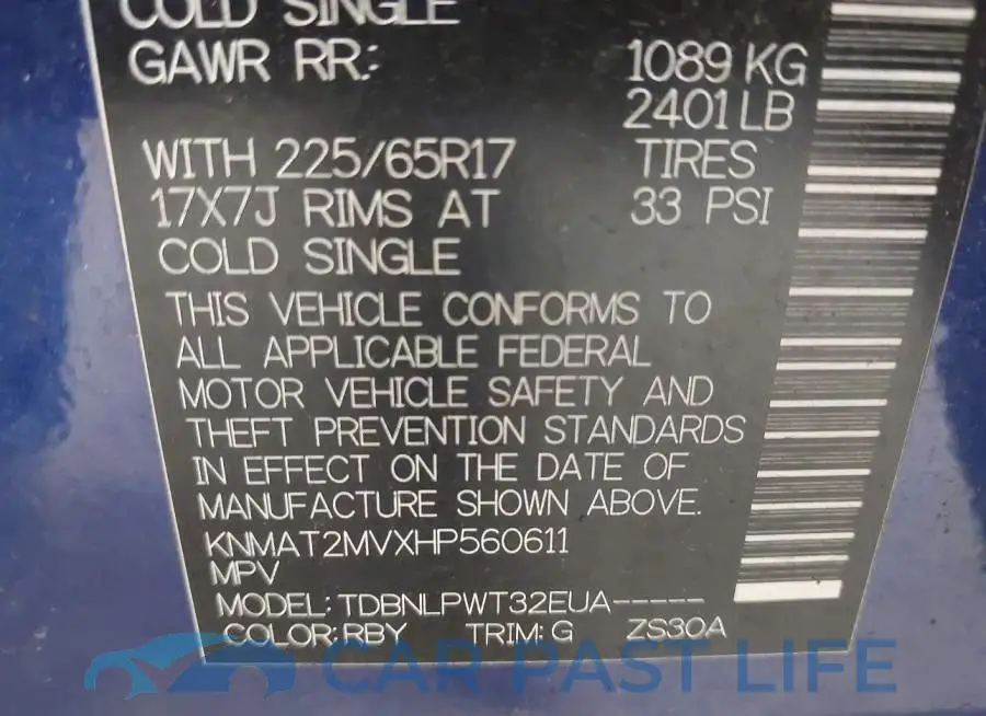 KNMAT2MVXHP560611# 9