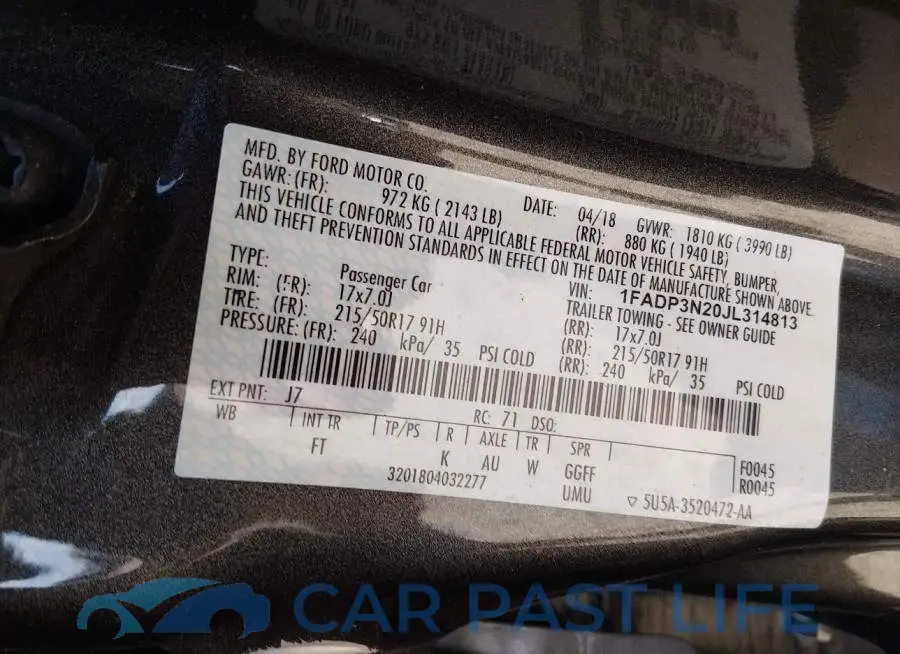 1FADP3N20JL314813# 9
